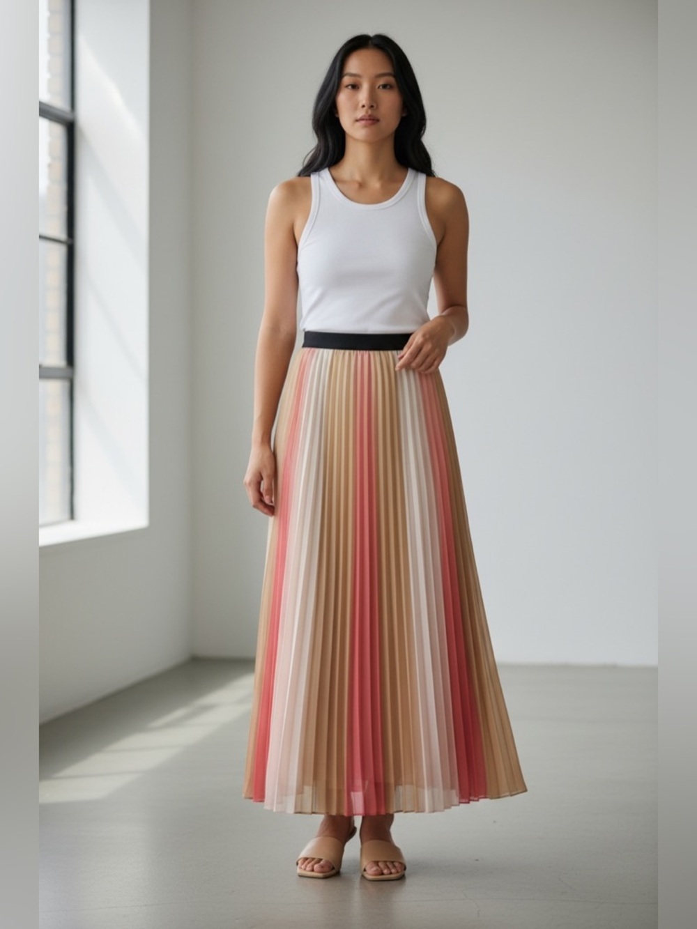 2/$30 Maxi skirt, pleated, ombré multicolored by Madison.  Size XS